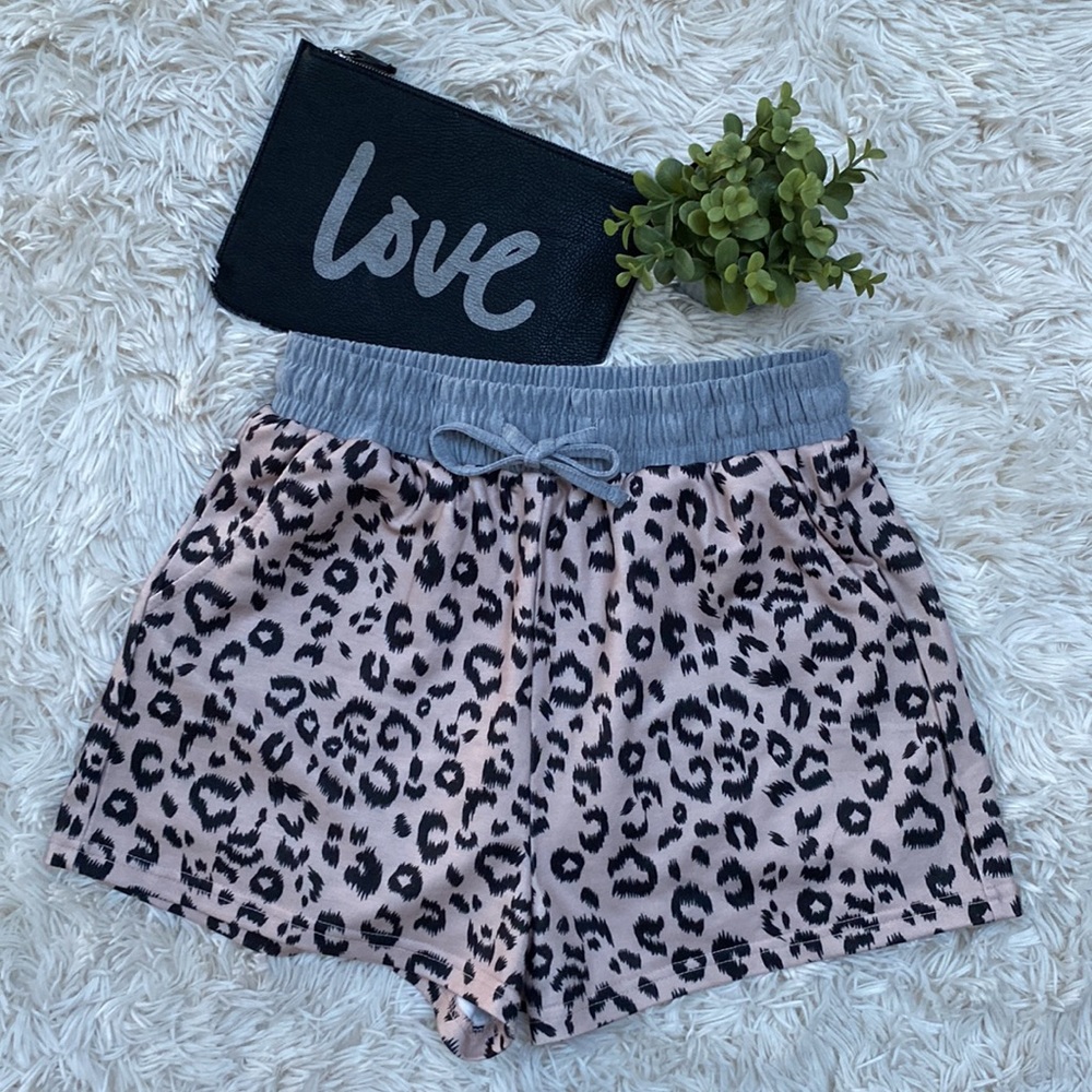 Boutique Lounge Shorts Leopard 💗 Tan Black Gray